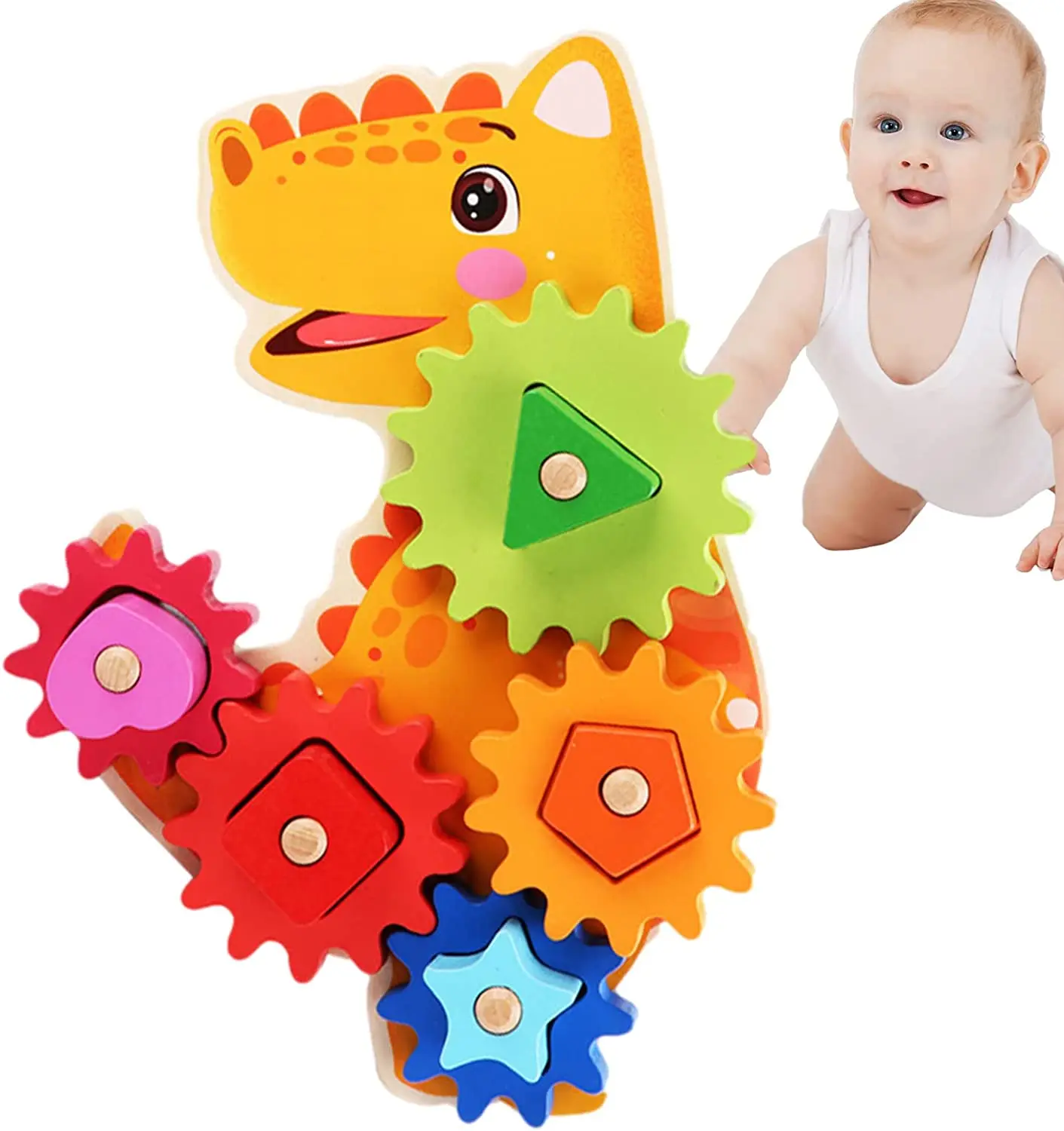 2 Шт Деревянная игрушка-головоломка с шестеренками, Интересные блоки-головоломки с шестеренками - Игрушка-головоломка с животными, Интеллектуальное Логическое Мышление E