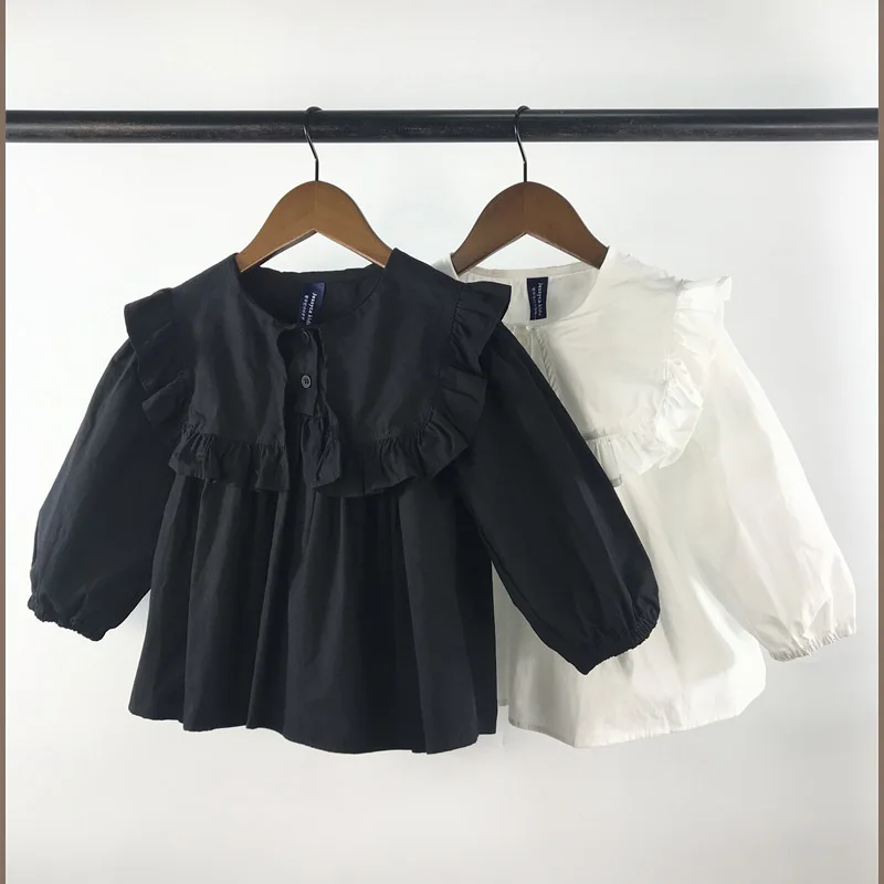 4854C Корейская семейная одежда, рубашка для мамы и дочки, весна и осень 2023, новая модная свободная рубашка для девочек-кукол в виде листьев лотоса, блузка