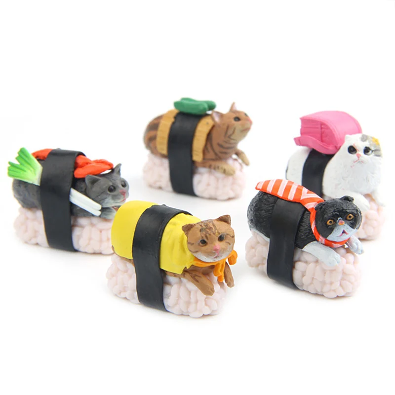 5 шт./компл. Мультяшная японская кухня Суши Кошка, милый котенок, фигурка животного, куклы, мини-фигурки, модели для украшения ландшафта, игрушки
