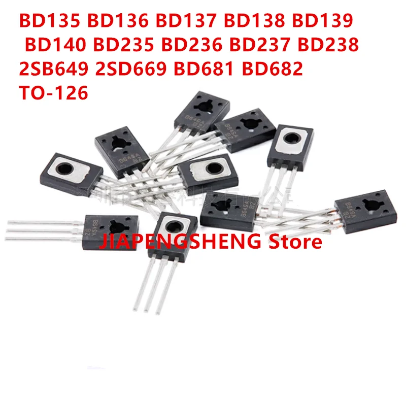 50ШТ Триодный транзистор питания триода в триод TO-126 BD135 BD136 BD137 BD138 BD139 BD140 BD681 BD682 2SB649 2SD669 TO-126