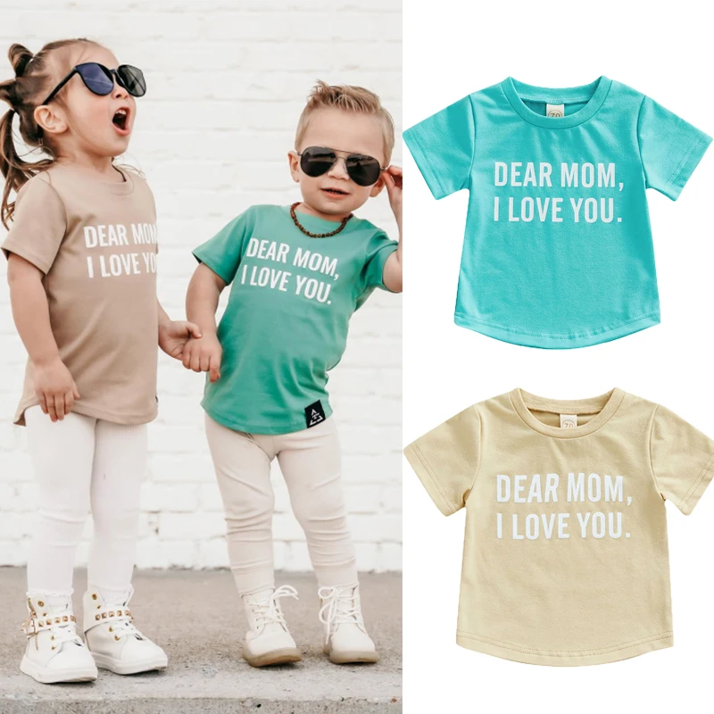 FOCUSNORM Повседневные футболки для маленьких девочек и мальчиков от 0 до 3 лет, 2 цвета, пуловеры с буквенным принтом, топы с короткими рукавами