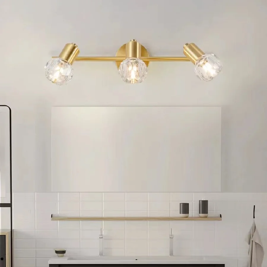 IWP Современное Медное Хрустальное зеркало с подсветкой Роскошное Золотое простое зеркало для ванной комнаты, унитаза, умывальника, туалетного столика, комода для спальни, светодиодной лампы для шкафа