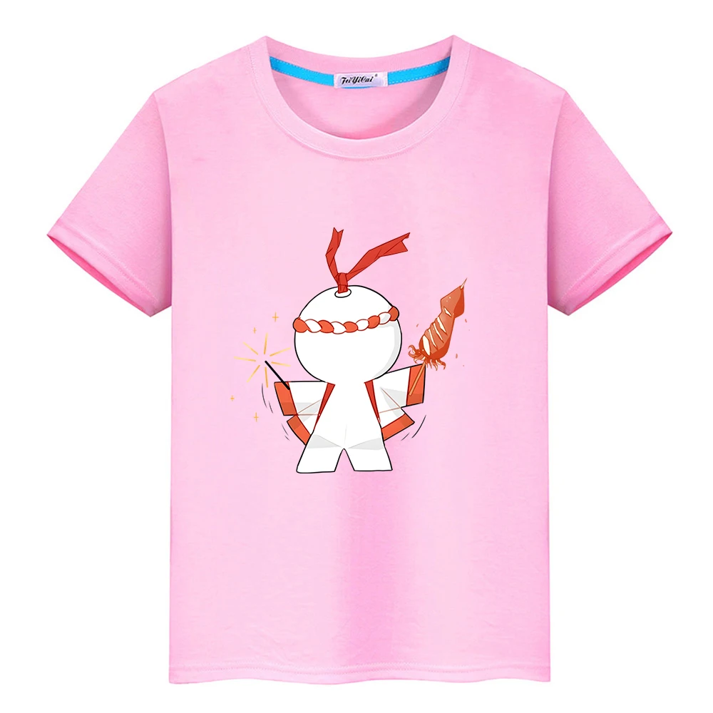 Onmyoji/ Милая футболка с принтом Газетчика Для мальчиков и девочек, Удобная мягкая футболка из 100% хлопка, Летние футболки с круглым вырезом, Кавайные топы