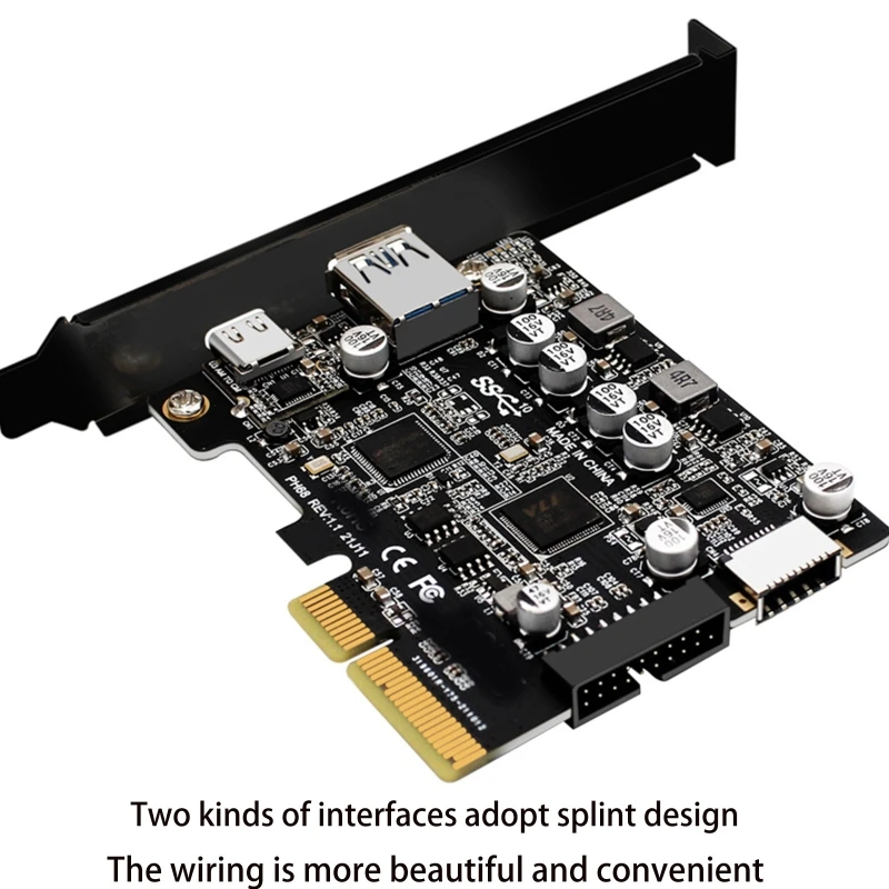 PCIE 3.0-USB 3.2 Gen2 Type-C Передача данных 10 Гбит/с Быстрая Зарядка Контроллера USB-C PCI-E Type E 19P20P Type E Card Прямая поставка