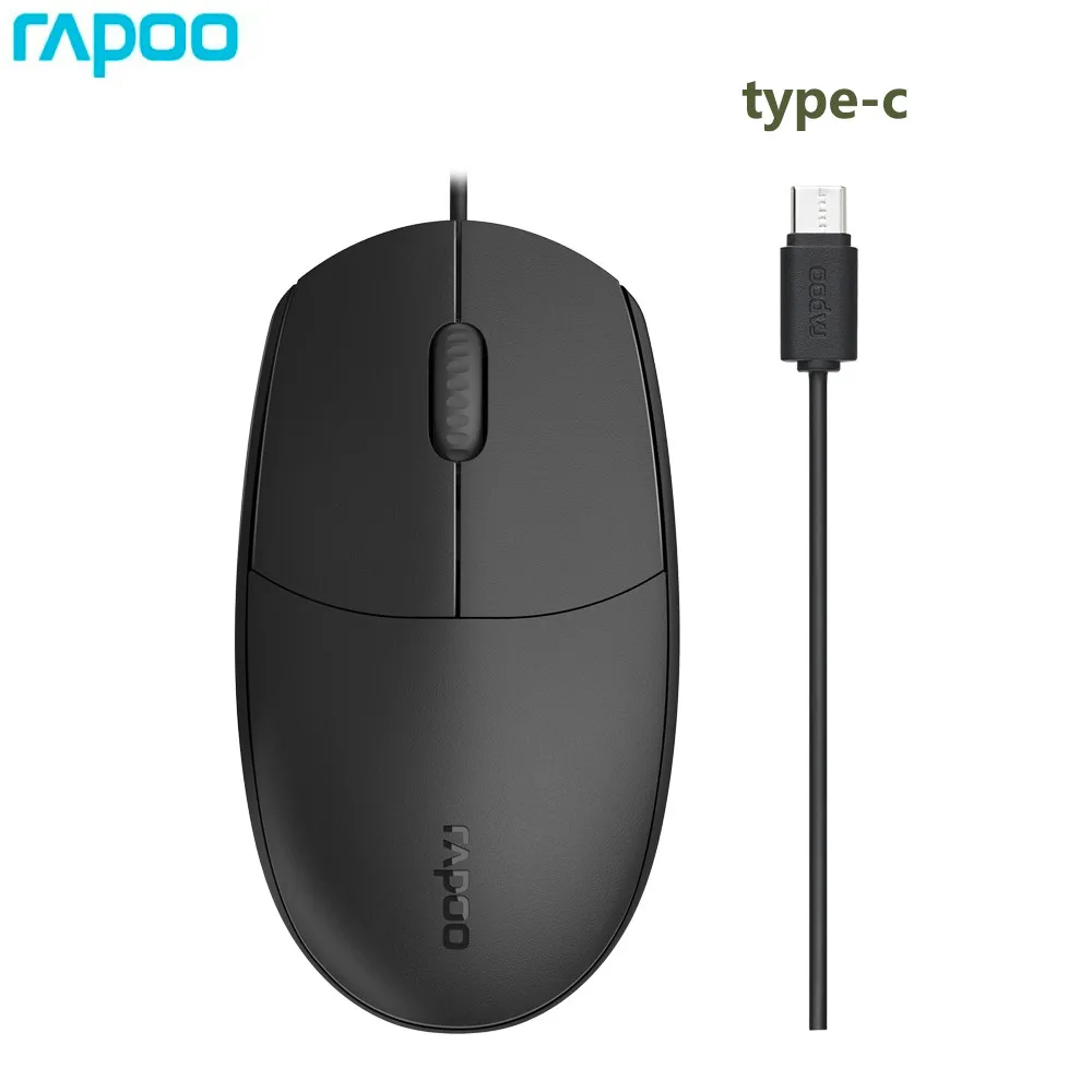 Rapoo-ratón con cable N100C tipo C Original para teléfonos móviles, tabletas, ordenadores portátiles, Samsung, Apple, Xiaomi, Hu