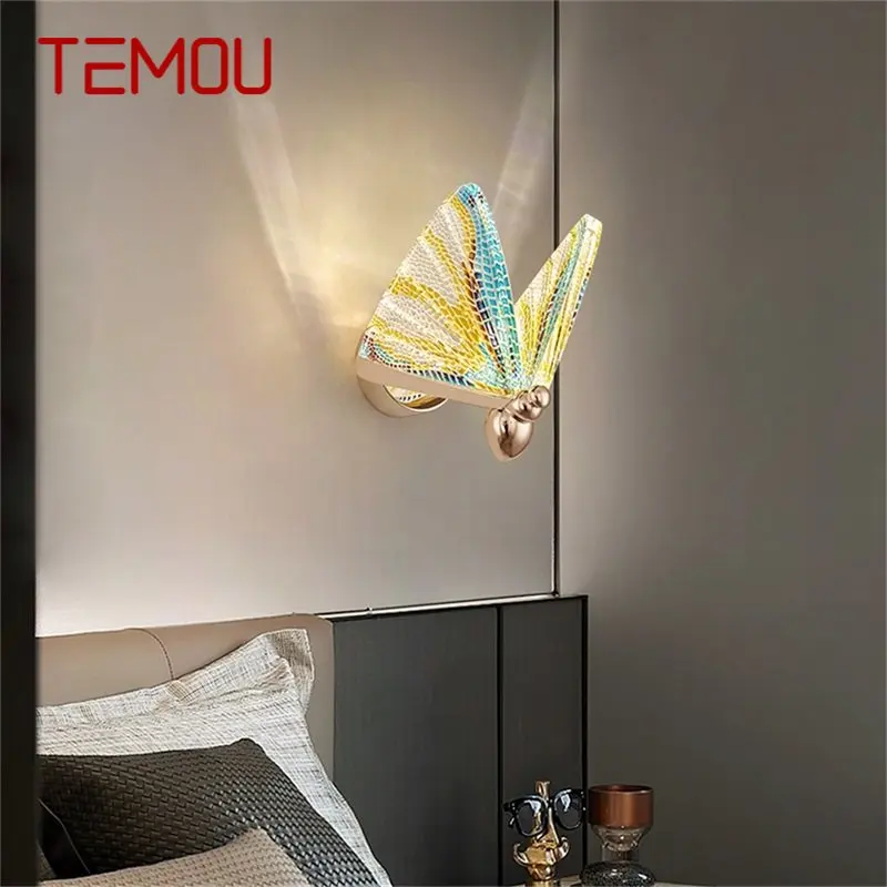 TEMOU Nordic Creative Butterfly Настенные светильники Бра Современные светодиодные лампы Светильники для украшения дома
