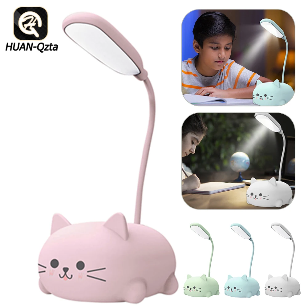 USB-лампа для чтения Складная настольная лампа Cute Cat LED Перезаряжаемая 400 мАч с регулируемой гусиной шеей Детские подарки для гостиной кабинета