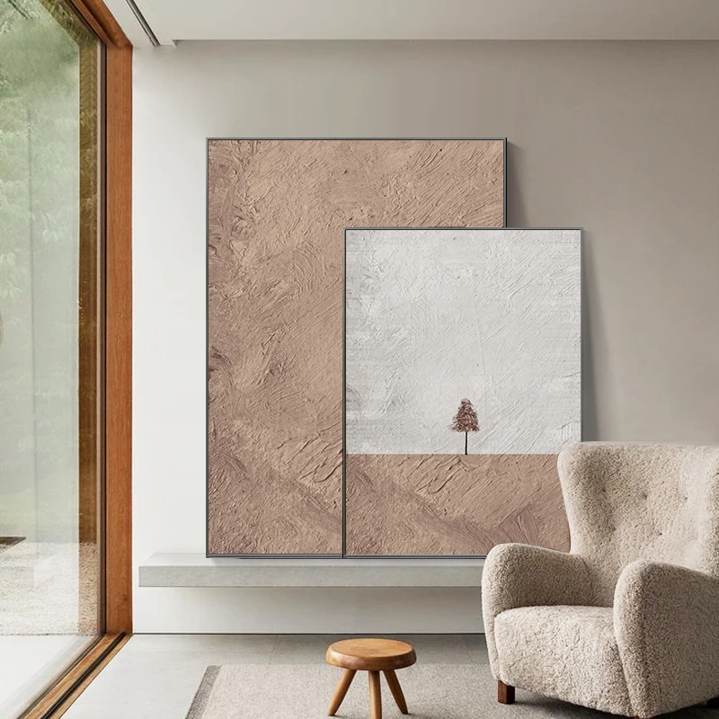 Абстрактная живопись в скандинавском стиле, небольшой плакат с деревом, Комбинированное украшение стены на фоне дивана в гостиной, Абстрактная фреска с принтом