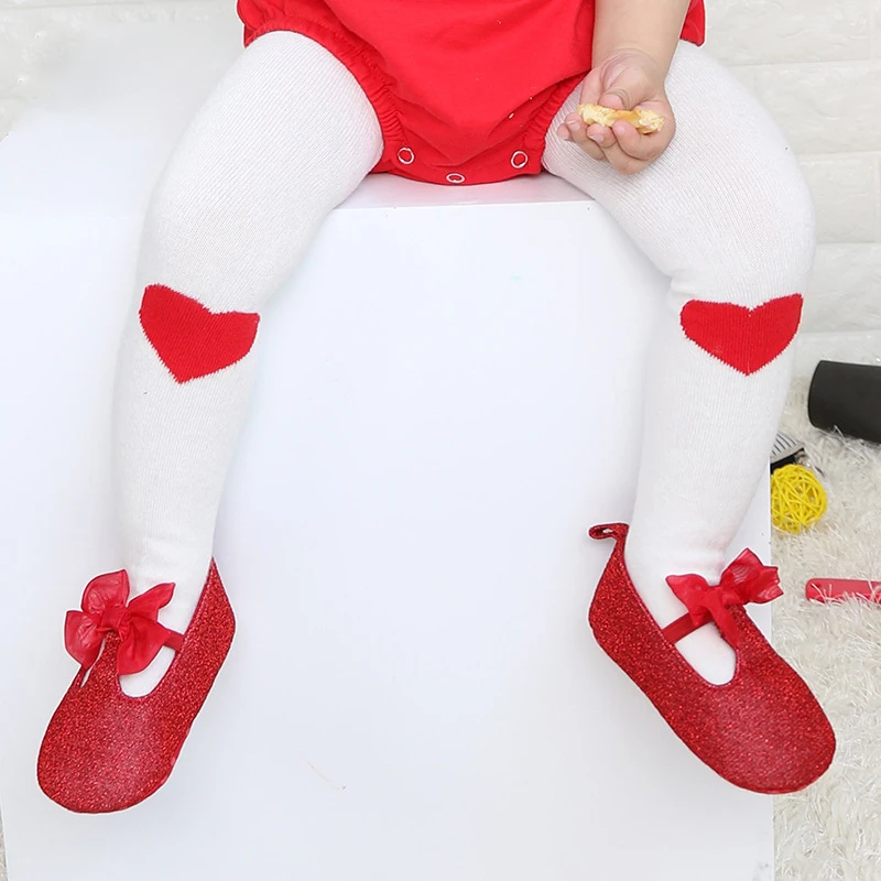 Весна-лето Хлопчатобумажные Эластичные колготки для маленьких девочек Принцесса Любящее Сердце Детские колготки Детские Танцевальные колготки 1-5 лет