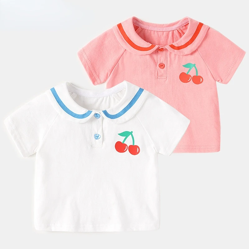 Детская одежда, футболка с короткими рукавами для кукольной шеи, летняя детская одежда для мальчиков с коротким рукавом, детский базовый халат