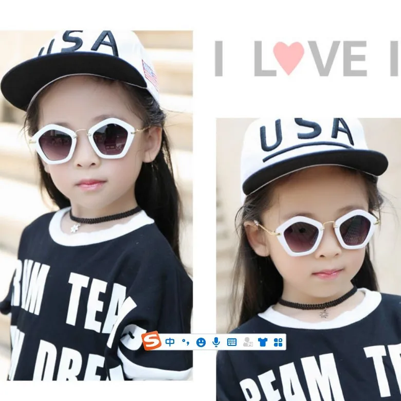 Детские Пятиугольные Солнцезащитные очки Модная Корейская версия Бриллиантовых Детских Солнцезащитных очков Для Мальчиков и девочек С Защитой от Ультрафиолета Персонализированные Очки