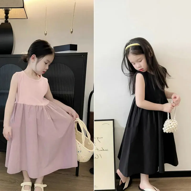 длинное платье принцессы для маленьких девочек, летняя детская одежда в стиле пэчворк контрастного цвета, платье трапециевидной формы для малышей, vestidos для детей 3-8 лет