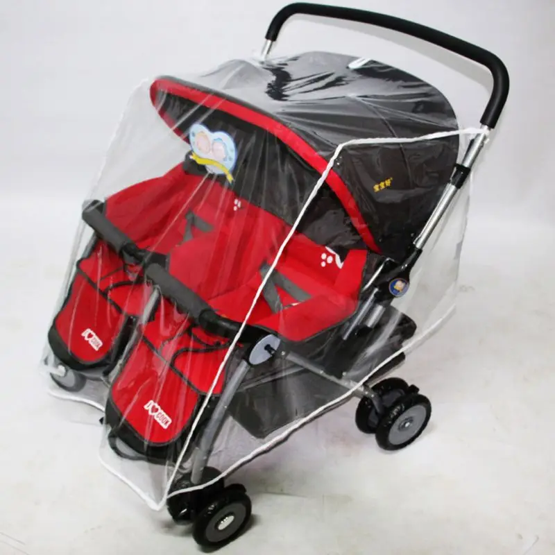 Дождевик для детской коляски для близнецов, Дождевик для детских колясок, прозрачный дождевик для коляски, защита от ветра и пыли, D5QA