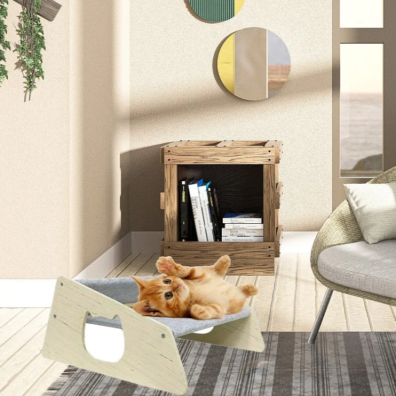 Домашняя мебель для домашних кошек, Моющееся съемное сиденье для котенка, Деревянная спальная кровать, Гамак для кошек, принадлежности для кошачьего домика Cama Gato