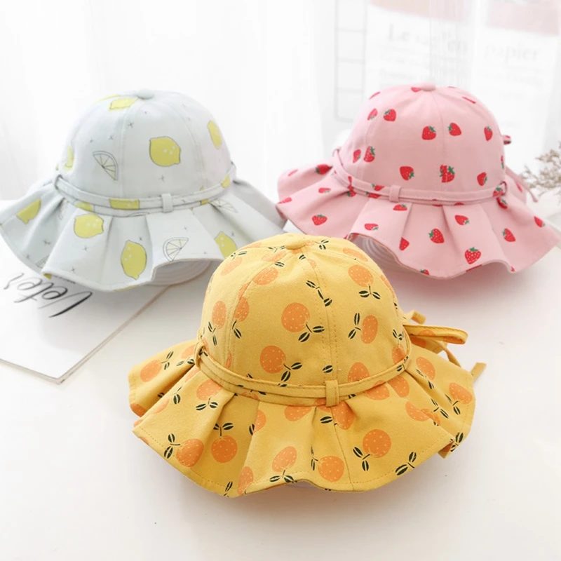 Милая летняя панама для девочки с принтом на открытом воздухе, детская солнцезащитная шляпа для девочек, пляжная кепка для младенцев и малышей