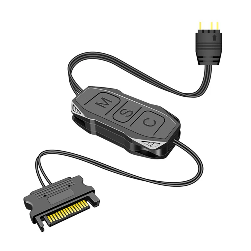 Мини-контроллер COOLMOON ARGB с удлиненным кабелем, широкая совместимость с 3-контактным блоком питания 5V и SATA, контроллером синхронизации RGB