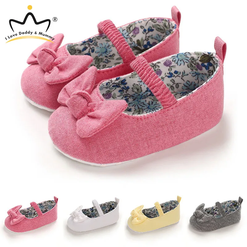 Новая Дышащая Нескользящая Обувь Для Новорожденных, Милые Бантики, Чистая Розово-Белая Обувь Принцессы Для Маленьких Девочек, Первые Ходунки для Младенцев