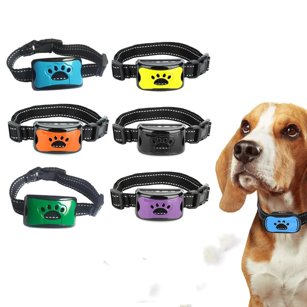 Новейшее устройство для защиты от лая домашних собак, заряжаемое через USB, Электрический ультразвуковой ошейник для дрессировки собак, вибрация от лая, Защита от лая