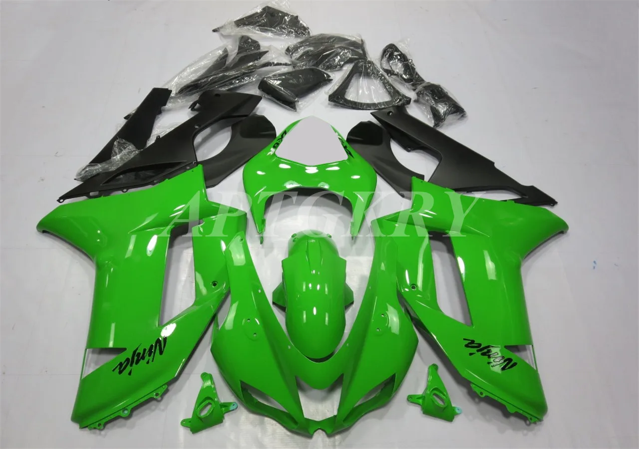 Новый комплект обтекателя мотоцикла из АБС-пластика, пригодный для Kawasaki Ninja ZX6R 636 ZX-6R 2007 2008 Комплект кузова Черный Зеленый