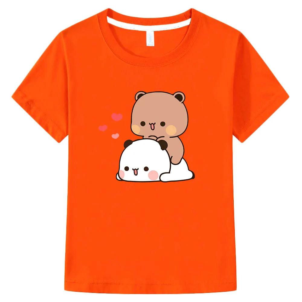 Панда, Медведь Бубу и Дуду, Милые футболки с аниме, Кавайная футболка с мангой Для мальчиков/девочек, Футболка из 100% хлопка, Модная футболка с коротким рукавом