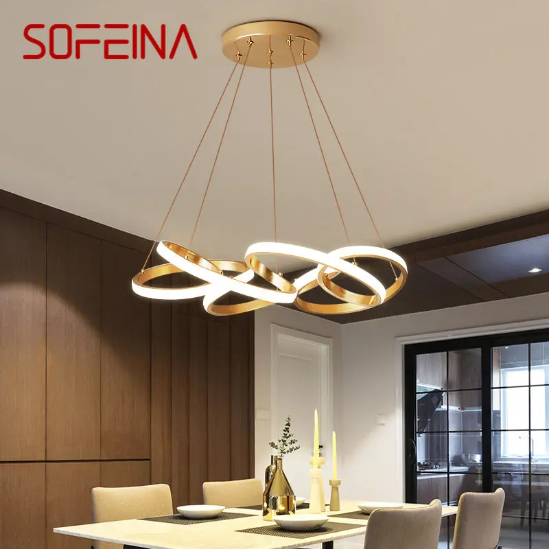 Подвесной светильник SOFEINA Postmodern, Винтажные креативные кольца, светодиодные светильники 3 цветов для домашнего декора, Столовая, Спальня