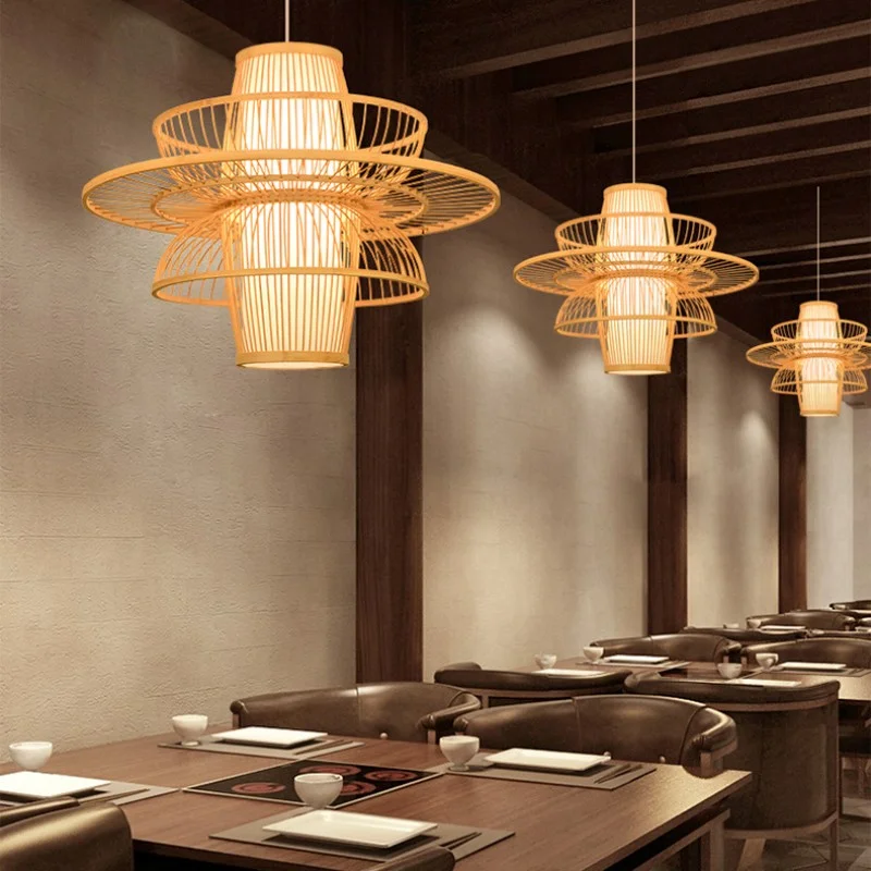 Подвесные светильники MiFuny В китайском Винтажном дизайне Ручной работы из Бамбука Ресторан Гостиная Потолочная Светодиодная лампа для отеля