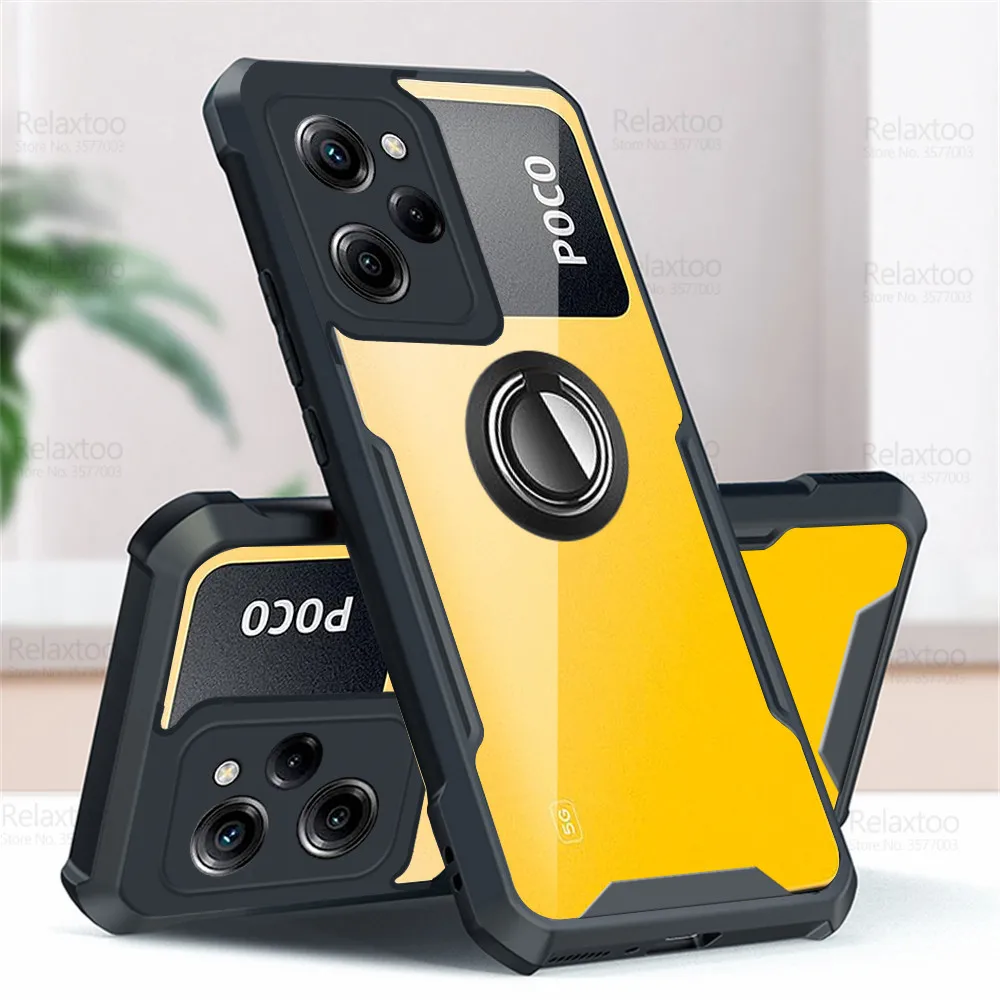 Прозрачный Акриловый Противоударный Чехол Для Камеры Poco X5 Pro 5G Защитная Крышка Телефона Poko Poxo X 5 5X PocoX5 X5Pro Подставка Кольцо Coque