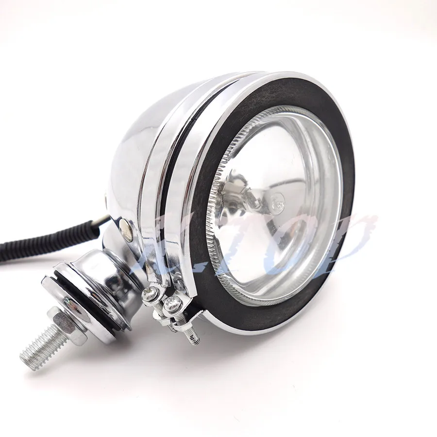 Ретро мотоцикл Хромированный точечный фонарь с прозрачными линзами Противотуманный фонарь Ближнего света для вождения Cafe Racer Bobber Chopper Винтаж