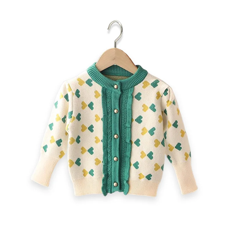 Свитер для девочек Весенне-осенний вязаный свитер кардиган для маленьких девочек Корейская модная верхняя одежда