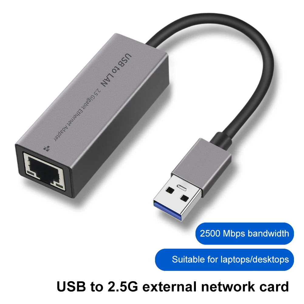 Сетевая карта Type-C / USB3.0 К RJ45 2,5 G 2500 Мбит/с USB-адаптер Gigabit Ethernet Бесплатный Конвертер Сетевых адаптеров Plug and Play