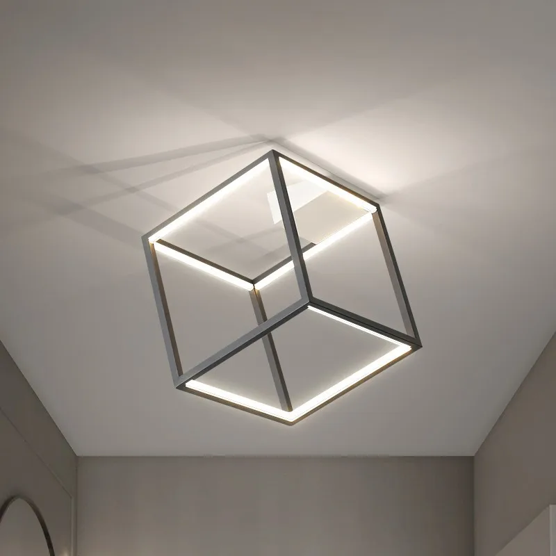 Скандинавский креативный кубический светильник в стиле ар-деко, простота прохода, освещение крыльца, роскошное украшение спальни, потолочный светильник