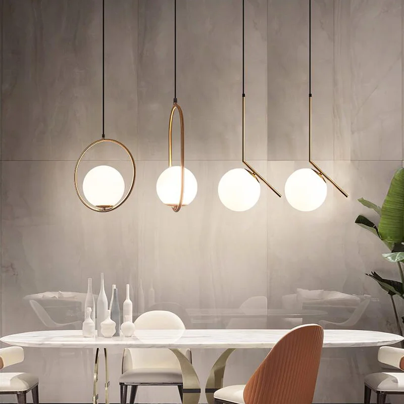 Скандинавский современный минималистичный подвесной светильник, украшение одежды, лампа со стеклянным шаром, светильник для гостиной, спальни, столовой