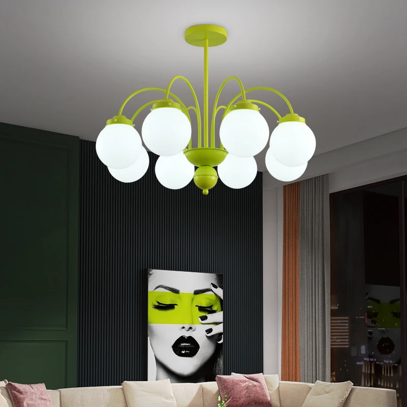 Современная люстра TEMAR со светодиодной подсветкой из зеленого стекла, подвесные светильники креативного дизайна для дома, гостиной, спальни