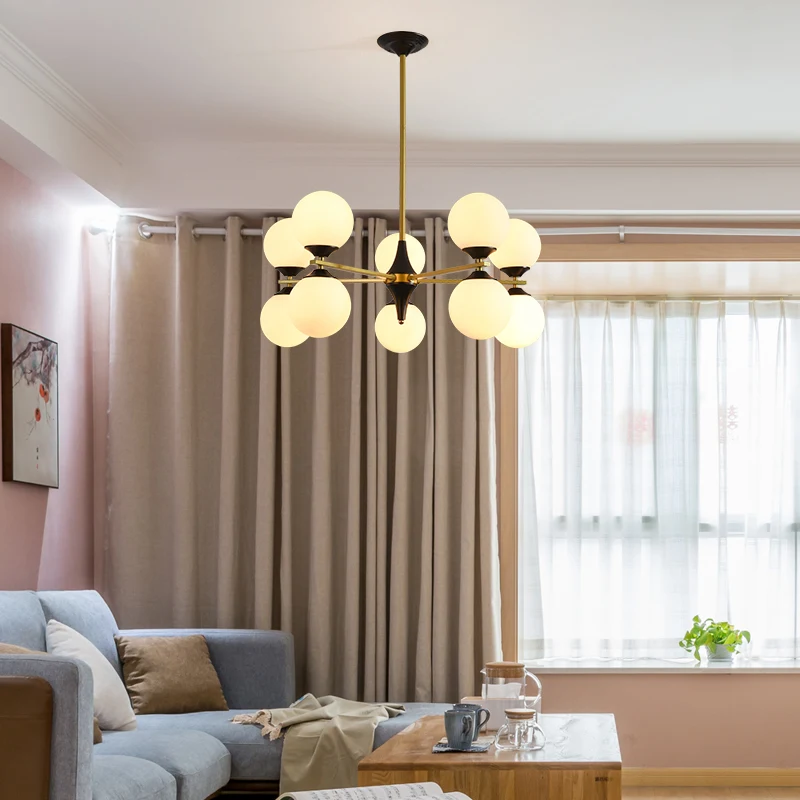 Современный скандинавский светодиодный подвесной светильник из железного стекла для внутреннего освещения гостиной, столовой, кухни подвесной светильник